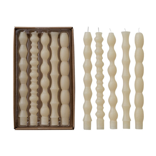 Cream Sculptured Unscented Taper Candles (Set of 5)