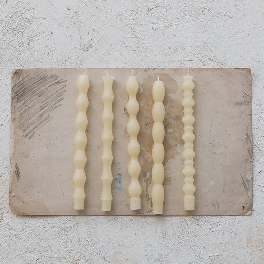 Cream Sculptured Unscented Taper Candles (Set of 5)