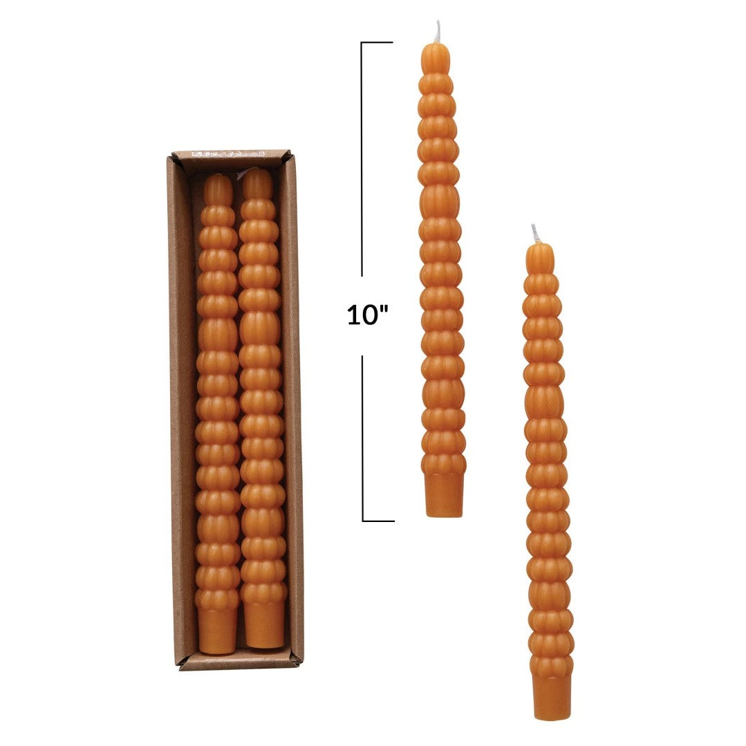 Orange Pumpkin Shaped Taper Candles in Box (Set of 2)