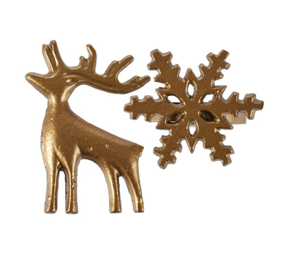 Gold Winter Napkin Rings (set of 4, Reindeer & Snowflakes)