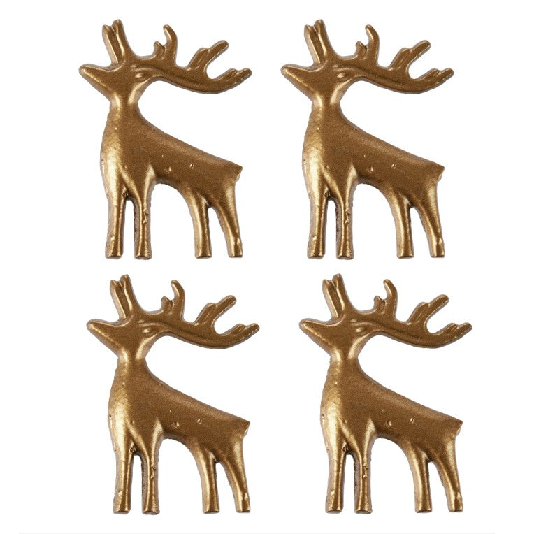 Gold Winter Napkin Rings (set of 4, Reindeer & Snowflakes)