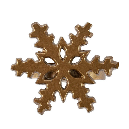 Gold Winter Napkin Rings (set of 4, Reindeer & Snowflakes)