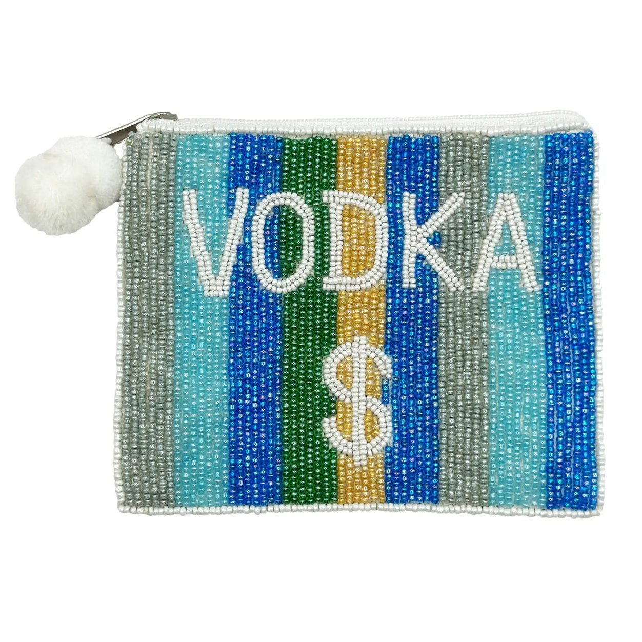 vodka coin purse, cocktail lover gift, beaded vodka pouch, funny coin purse, seed beaded pouch, cocktail accessory, girls trip gift, hostess gift, bar cart gift, vodka lover gift, zippered coin purse, beaded wallet