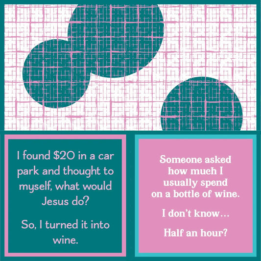 Humorous Double Sided Cocktail Napkins (Half Hour Wine | Jesus Do?)