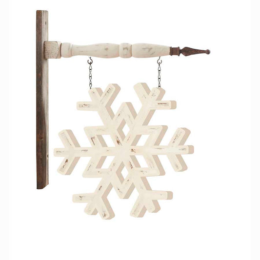 White Wood Painted Snowflake Arrow Replacement Sign