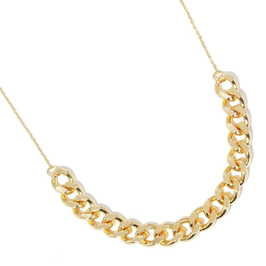Gold Dipped Metal Chain Necklace (Yellow)