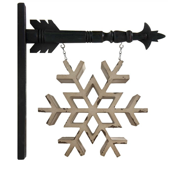 White Wood Painted Snowflake Arrow Replacement Sign