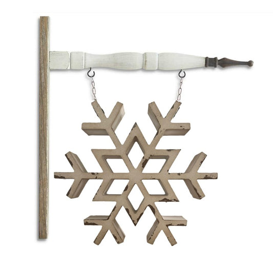 White Wood Painted Snowflake Arrow Replacement Sign
