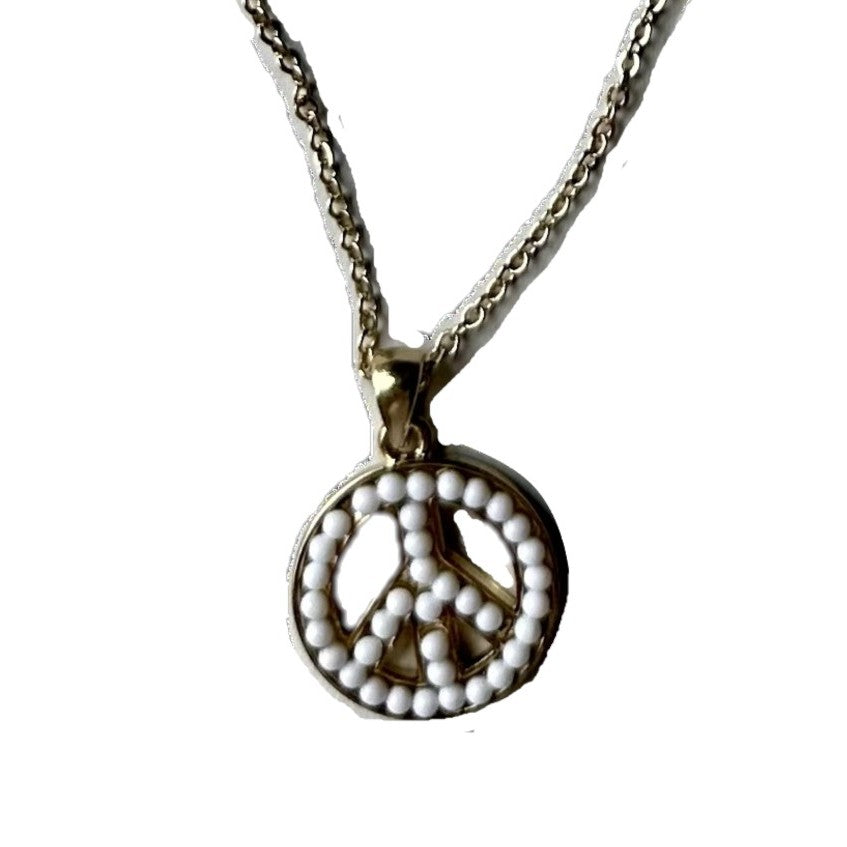 Beaded Peace Pendant Necklace - Assorted Colors