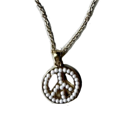 Beaded Peace Pendant Necklace - Assorted Colors