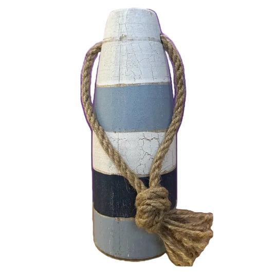 Wooden Buoy Blue and White