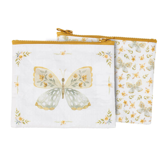 Yellow Butterfly Zipper Wallet - Coin Purse