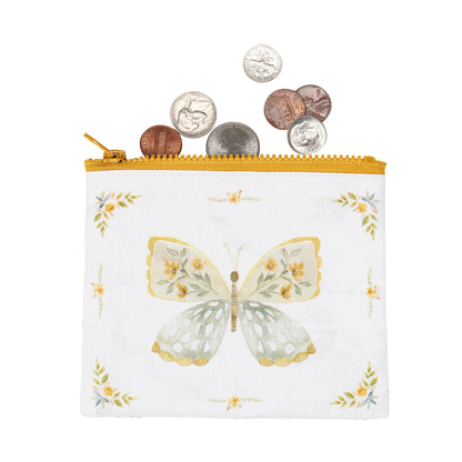 Yellow Butterfly Zipper Wallet - Coin Purse
