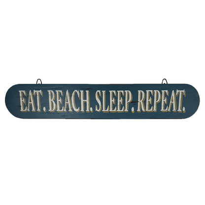 Eat. Beach. Sleep. Repeat. Mahogany Wood Wall Sign