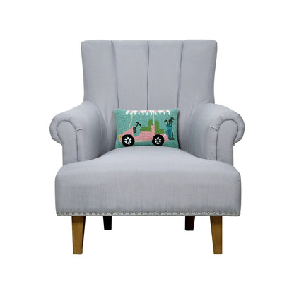 Pink Golf Cart Hook Throw Pillow