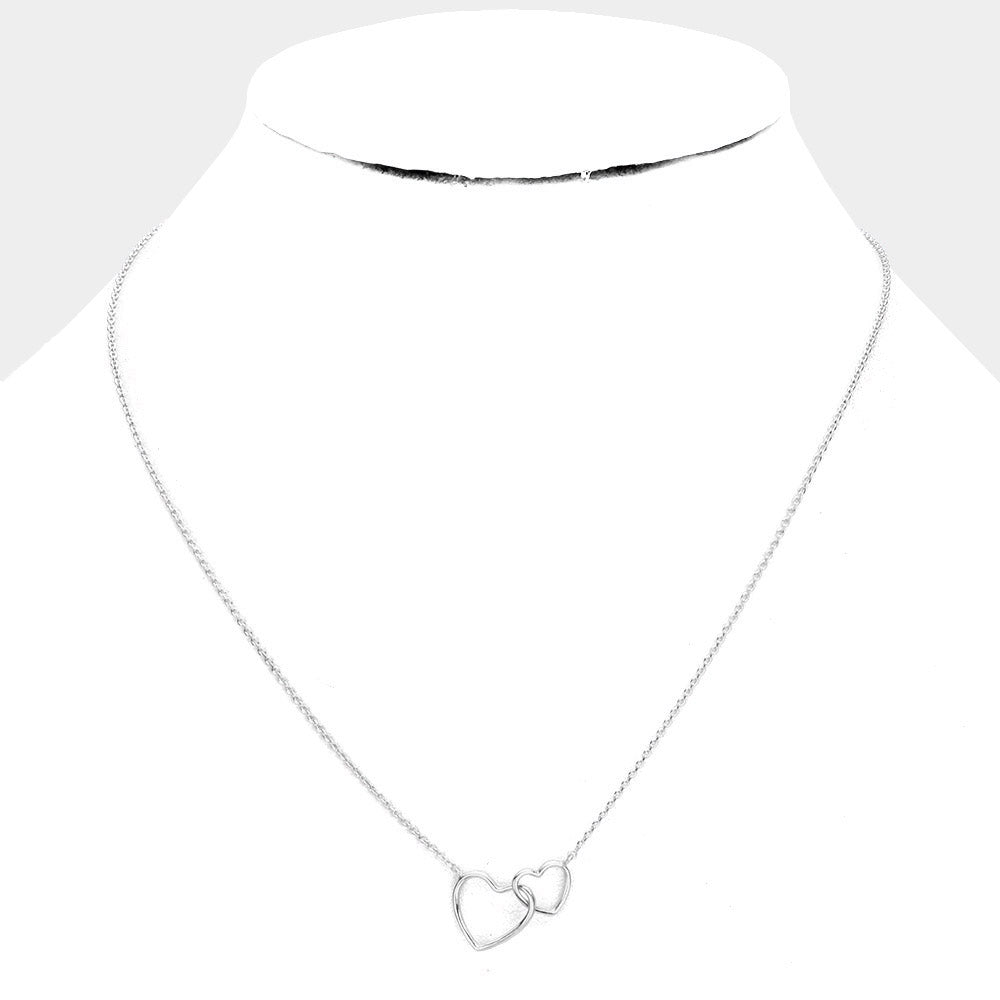Interlocking Double Heart Pendant Necklace
