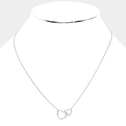 Interlocking Double Heart Pendant Necklace