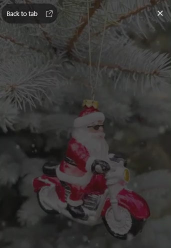 Motorcycle Santa Cruising Glass Christmas Tree Ornament