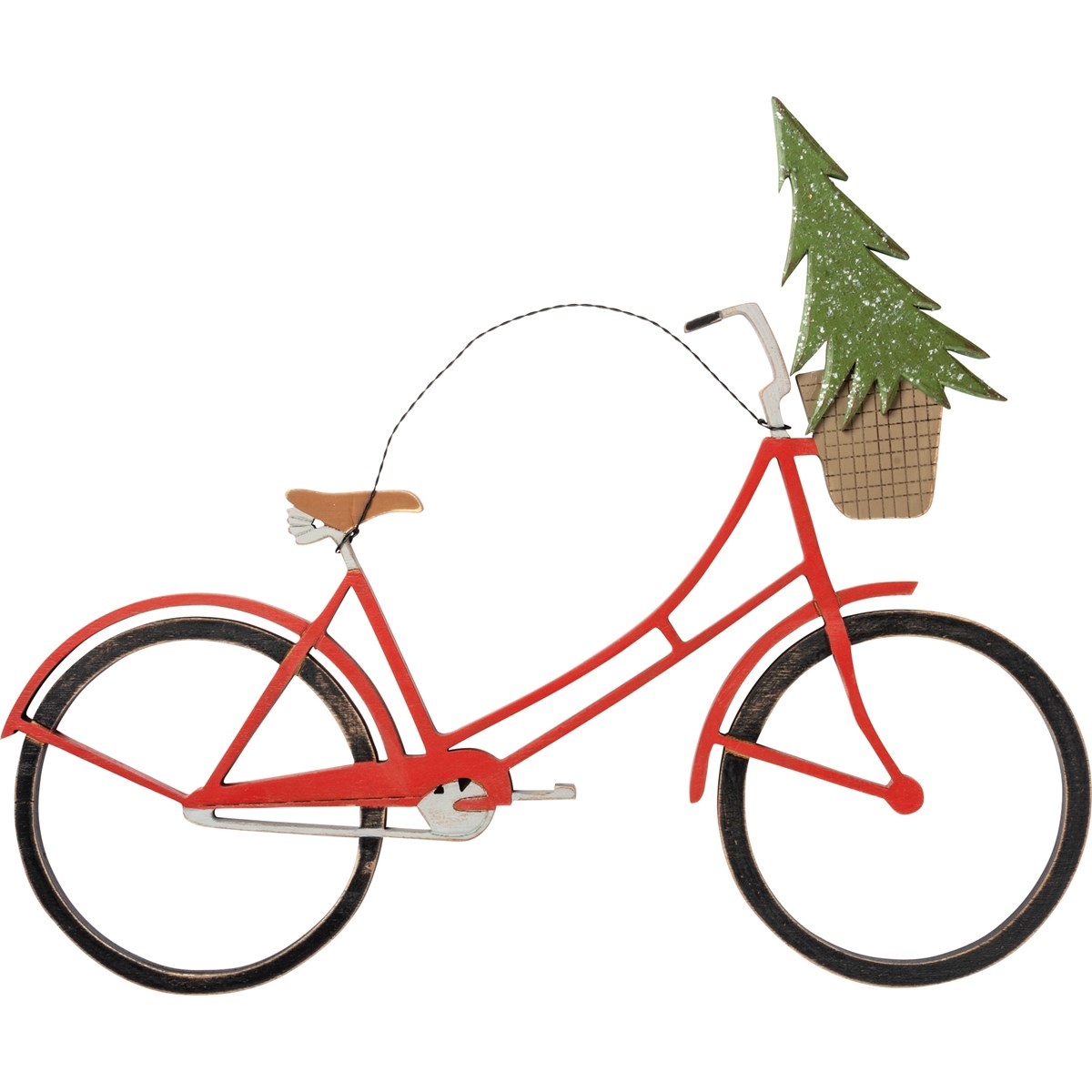 Red Bicycle & Christmas Tree Wall Decor