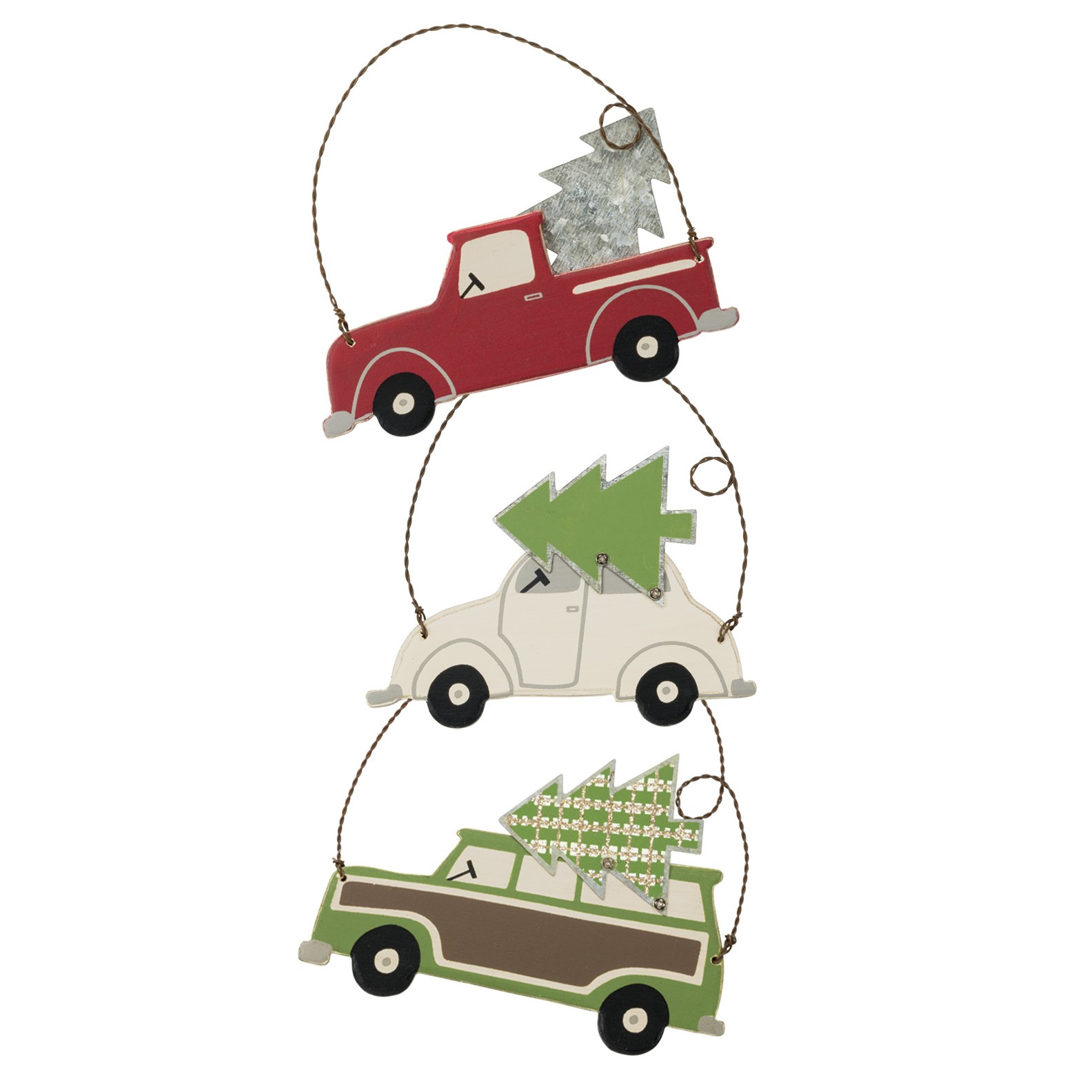 Truck Wagon And Buggie Christmas Tree Ornament Set Salty Home