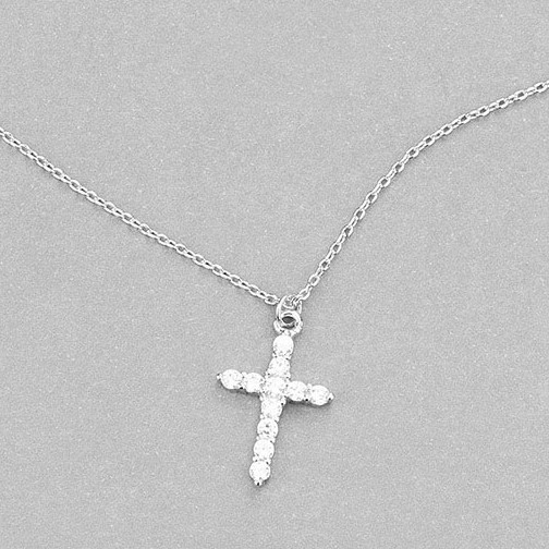 Sterling Silver Smooth Cross Necklace (Chain Included)