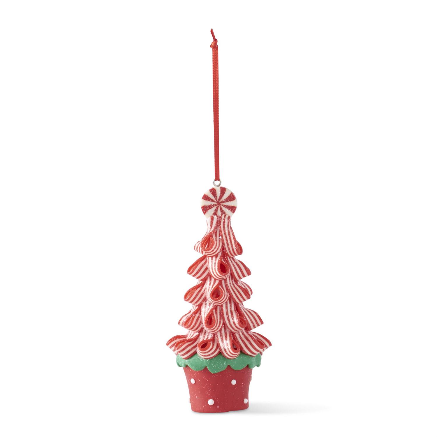 Green & Red Ribbon Candy Christmas Tree Ornament (Set of 3)
