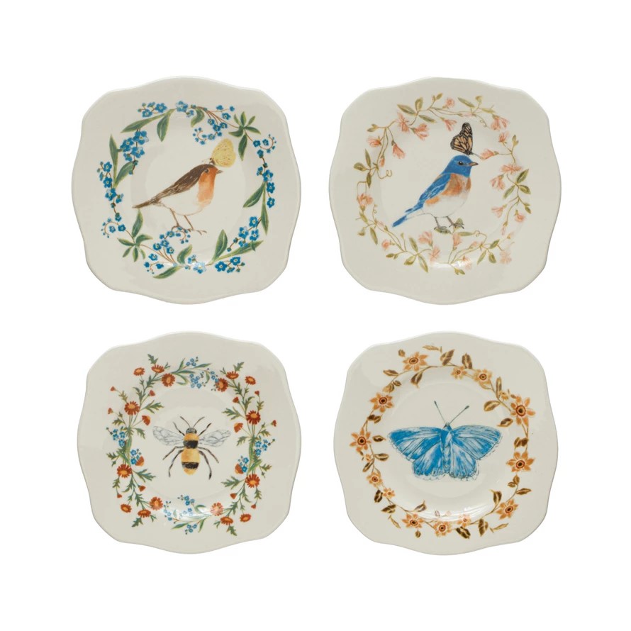 https://www.saltyhome.com/wp-content/uploads/2023/05/Stoneware-Scalloped-Plate-Insect-Bird-Flowers-garden-spring-summer-bee-butterfly-moth-blue-jay-Multi-Color-4-Style-creative-co-op-191009544173-DF7753A.jpg