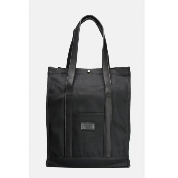 Black Canvas Tote Bag with Leather Handles | Salty Home